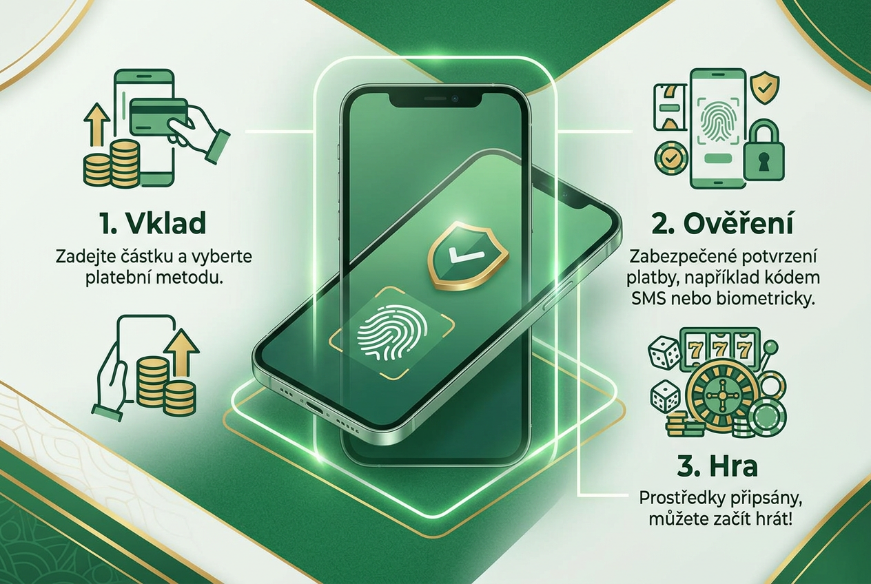 Infografika procesu vkladu přes digitální peněženku